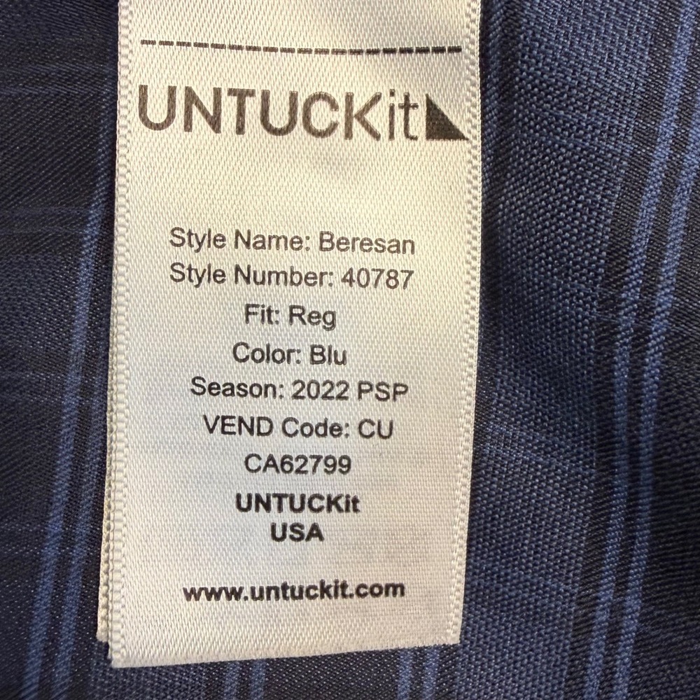 UNTUCKit Mens 3XL Shirt Beresan Blue Plaid Button Down Regular Fit Long Sleeve - Picture 5 of 13
